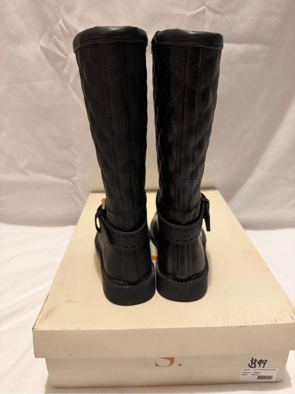 Girls Black Quilted Rain Boots Size 9 Toddler - Supertrash